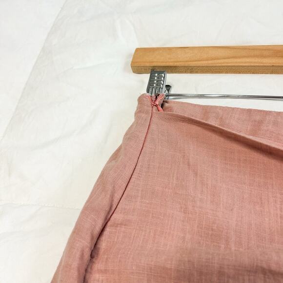 SHEIN Pink Wrap Side Tie Mini Skirt Tie Front 100% Cotton Women’s Size Medium - Picture 3 of 6